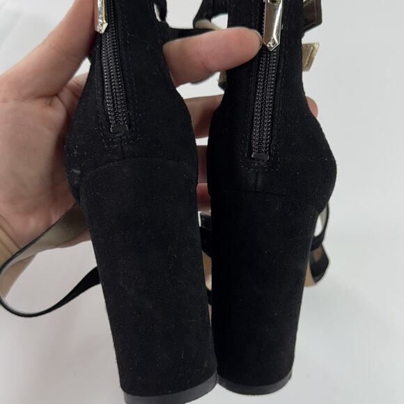 Sam Edelman Shoes Womens Size 7M Black Yema‎ Suede Block Heel Strappy Sandals - Picture 7 of 9